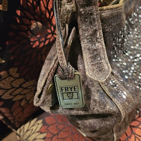 RESERVED For Amanda DO NOT BUY Frye Distressed Brown Studded Shoulder Bag - Picture 2 of 8